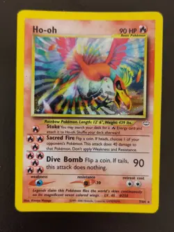 Pokemon TCG Ho-Oh #7 Neo Revelation Holo Rare Unlimited English 2000 LP 7/64 - Image 1