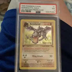 1999 POKEMON FOSSIL 1ST ED-PRERELEASE #1 AERODACTYL-HOLO PSA 7 🔥 👀 - Image 1