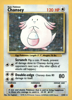 Wizards of the Coast Pokemon TCG Base Set Chansey 3/102 Holo Rare 1999 - Image 1