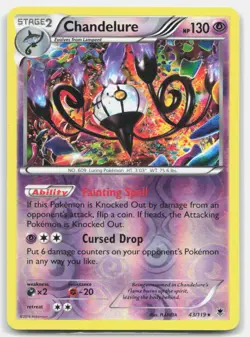 Chandelure 43/119 Holo Rare Phantom Forces Pokemon Reverse Holo Heavily Played - Image 1