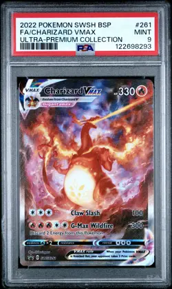 2022 POKEMON SWSH BLACK STAR PROMO #261 FULL ART/CHARIZARD VMAX PSA 9 - Image 1