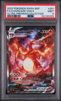 2022 POKEMON SWSH BLACK STAR PROMO #261 FULL ART/CHARIZARD VMAX PSA 9 - Image 1