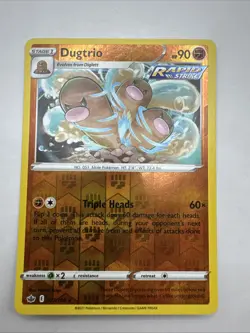 077/198 Dugtrio | Rare Reverse Holo Pokemon Card Sword & Shield Chilling Reign - Image 1