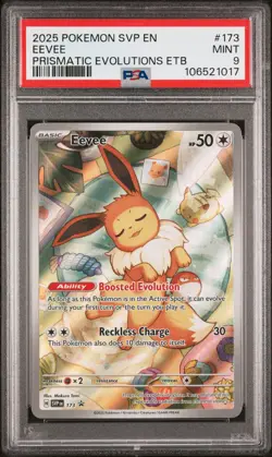 2025 POKEMON SVP EN-SV BLACK STAR PROMO #173 EEVEE PSA 9 - Image 1