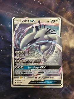 Lugia GX 159/214 Ultra Rare Sun & Moon Lost Thunder Pokemon Card LP/NM #2 - Image 1