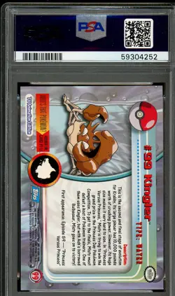 2000 Topps Pokemon TV Animation Series 2 #99 Kingler PSA 9 Mint - Image 2