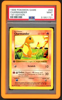 Pokemon Card - PSA 9 1st Edition Charmander 46/102 - Base Set Shadowless MINT - Image 1