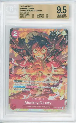 One Piece Romance Dawn MONKEY.D.LUFFY Alt Art SR #OP01-024💎 BGS 9.5 Gem Mint - Image 1