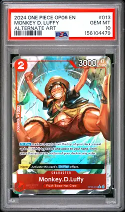 2024 ONE PIECE OP06-WINGS OF THE CAPTAIN ALTERNATE ART MONKEY D. LUFFY PSA 10 - Image 1