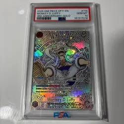 PSA 10 Gem Mint Monkey D Luffy 3rd Anni Gold SP OP11 English One Piece OP05-119 - Image 3