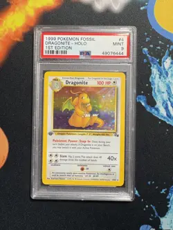 1999 POKEMON FOSSIL 1ST EDITION #4 DRAGONITE-HOLO PSA 9 MINT - Image 1