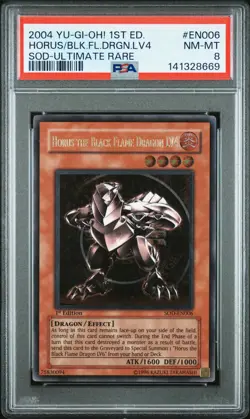 2004 YU-GI-OH! SOD-SOUL OF THE DUELIST HORUS THE BLACK FLAME DRAGON LV4 PSA 8 - Image 1