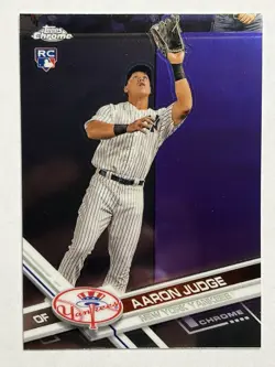 2017 Topps Chrome Aaron Judge #169 Catching Rookie RC Yankees - Image 1