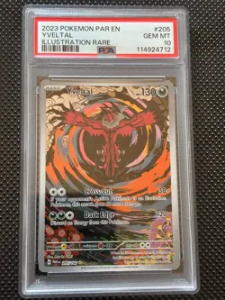 Pokemon TCG Yveltal 205/182 Paradox Rift Illustration Rare PSA 10 Gem Mint - Image 1
