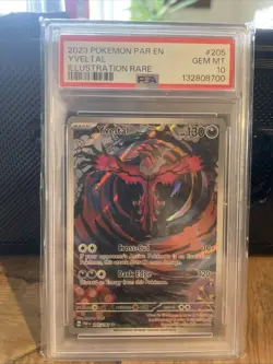 Pokemon TCG Yveltal 205/182 Paradox Rift Illustration Rare PSA 10 Gem Mint - Image 1
