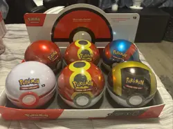 Pokemon 2025 Q4 Poke Ball Tin Display Set Of 6 Pokeballs New Sealed Unopened - Image 1