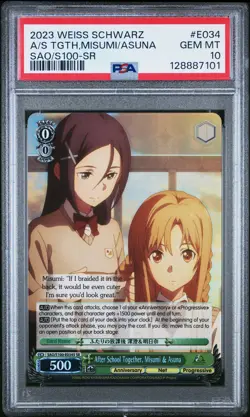 PSA 10 WEISS SCHWARZ SWORD ART ONLINE SAO E034 AFTER SCHOOL MISUMI ASUNA SR POP2 - Image 1