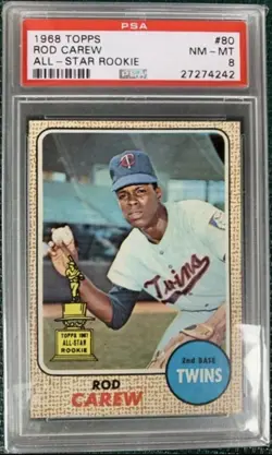 1968 Topps #80 Rod Carew - PSA NM-MT 8 - Minnesota Twins - Image 1