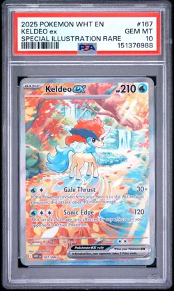 2025 POKEMON WHT EN-WHITE FLARE SPECIAL ILLUSTRATION RARE #167 KELDEO EX PSA 10 - Image 1