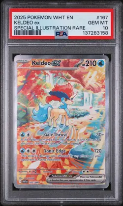 2025 POKEMON WHT EN-WHITE FLARE SPECIAL ILLUSTRATION RARE #167 KELDEO EX PSA 10 - Image 1