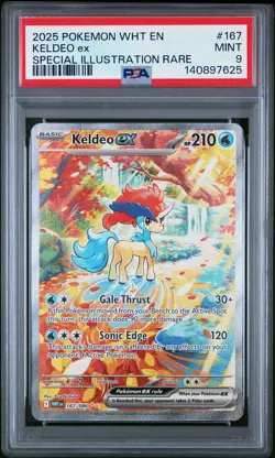 2025 POKEMON WHT EN-WHITE FLARE SPECIAL ILLUSTRATION RARE #167 KELDEO EX PSA 9 - Image 1