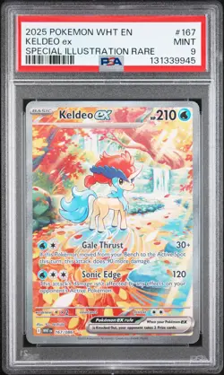 2025 POKEMON WHT EN-WHITE FLARE SPECIAL ILLUSTRATION RARE #167 KELDEO EX PSA 9 - Image 1