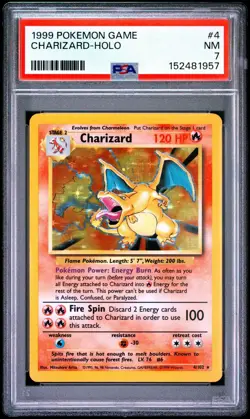 PSA 7 Charizard 1999 Pokemon TCG Base Set Holo Rare #4/102 English - Image 1