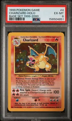 Charizard Holo 4/102 PSA 6 4th Print Base Set 1999-2000 Pokemon - Image 1
