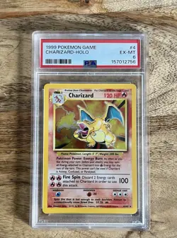Pokemon Charizard Base Set 4/102 Holo Rare 1999 Wizards PSA 6 Graded - Image 1