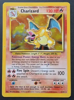 Pokemon Charizard 4/102 Base Set Holo - MP - Image 1