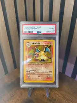 Pokemon Charizard Holo Base Set PSA 4 Unlimited, 4/102 Rare TCG Card - Image 1