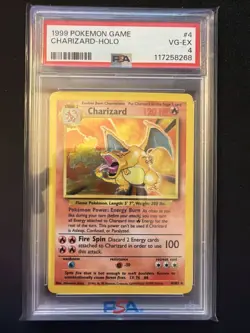 Pokemon 1999 TCG Charizard Base Set 4/102 Unlimited Holo Rare - PSA 4 - Image 1