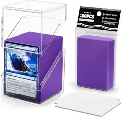 Card Deck Case, Deck Box with 100 Pack Card Sleeves and Divider, Standard Clear - Image 1