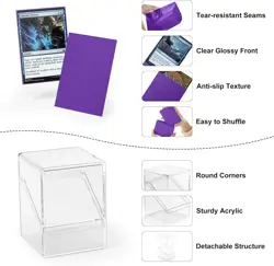 Card Deck Case, Deck Box with 100 Pack Card Sleeves and Divider, Standard Clear - Image 3