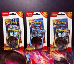 *SEALED* Pokemon TCG Surging Sparks 3x Blister Pack w Promo Card & Coin - Image 1