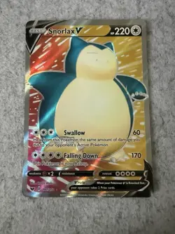 Snorlax V 197/202 Sword & Shield NM Ultra Rare Full Art Pokemon Card - Image 1