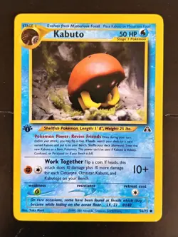 Pokemon TCG Kabuto 56/75 Neo Discovery 1st Edition Yuka Morii Pokemon Card - LP - Image 1