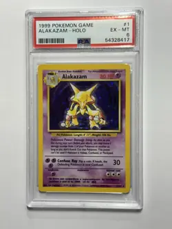 1999 POKEMON BASE SET UNLIMITED #1 ALAKAZAM-HOLO PSA 6 - Image 1