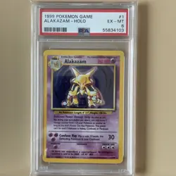 1999 POKEMON BASE SET UNLIMITED - #1 ALAKAZAM - HOLO - PSA 6 - Image 1