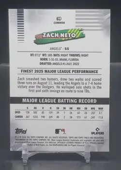 2026 Topps Finest ZACH NETO Common Mini Diamond #38 Los Angeles Angels - Image 2