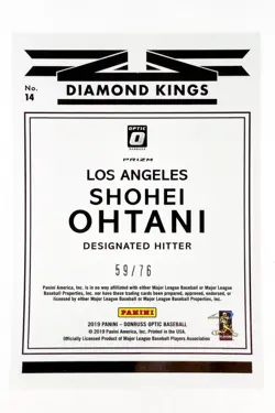 2019 Panini Donruss Optic - Diamond Kings Shohei Ohtani #14 We The People /76 - Image 2