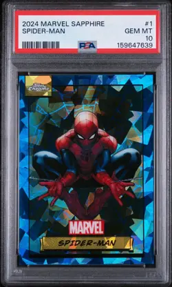 2024 Topps Chrome Marvel Sapphire Spider-man #1 PSA 10 GEM MINT - Image 1