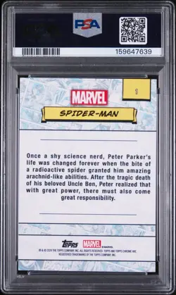 2024 Topps Chrome Marvel Sapphire Spider-man #1 PSA 10 GEM MINT - Image 2