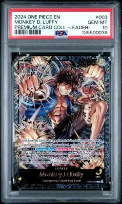 2024 ONE PIECE PREMIUM CARD COLLECTION LEADER #003 MONKEY D. LUFFY PSA 10 - Image 1