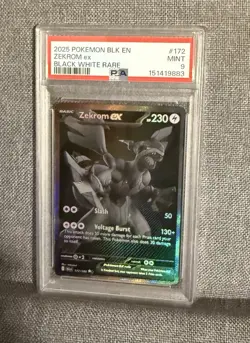 ZEKROM EX | 2025 POKEMON | BLACK BOLT #172/086 | BLACK WHITE RARE | PSA 9 | ENG - Image 1