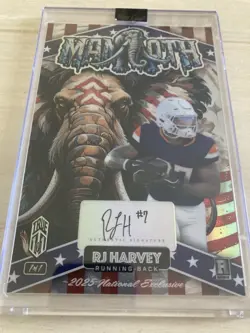 Rj Harvey True One Of One Rookie Auto 2025 Wild Card Mammoth Football 1/1 - Image 1