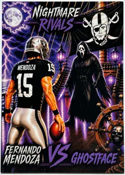 Fernando Mendoza Vs Ghostface Custom Horror Football Trading Card Fan Art - Image 1