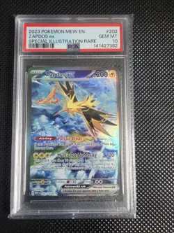 PSA 10 Zapdos ex 202/165 Pokemon Scarlet & Violet 151 Special Illustration Rare - Image 1