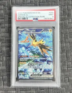 ZAPDOS EX 202/165 PSA 9 SPECIAL ILLUSTRATION RARE 151 POKEMON ENGLISH - Image 1