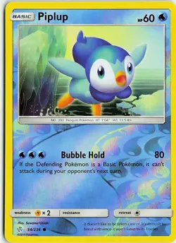 Piplup 54/236 Common Cosmic Eclipse Pokemon Reverse Holo Lightly Played - Image 1